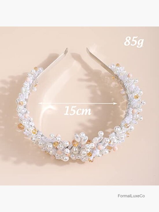 Vintage Pearl Crystal Silver Hair Tiara Wedding Bridal Crown main image 5